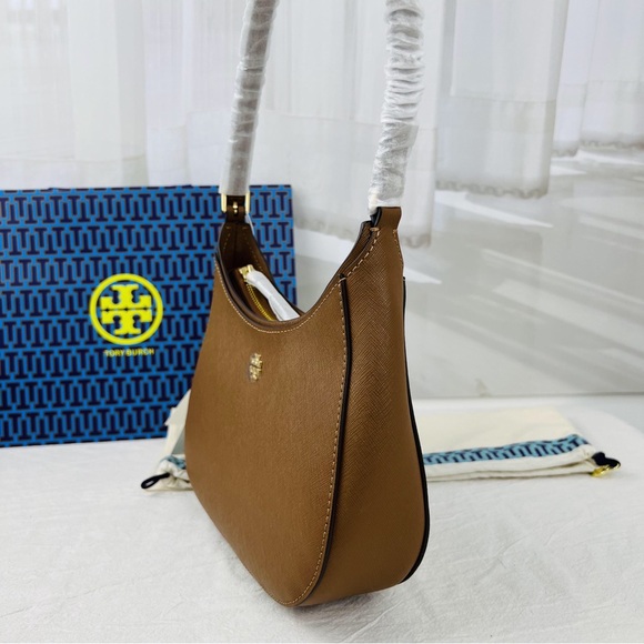 NWT Tory Burch Emerson Saffiano Leather Shoulder Bag in Moose 150258 main image 0
